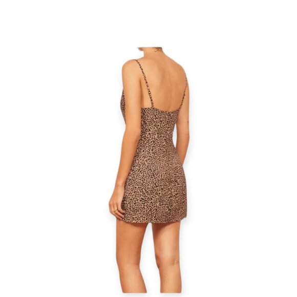 Reformation Marlowe Mini Dress 2X Leopard New - Picture 3 of 16